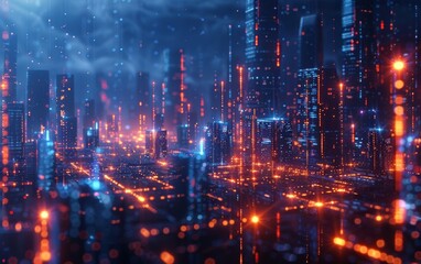 Obraz premium The future smart city serves as a technological and progressive hub, embodying the concept of a Metaverse cyber world. It symbolizes innovation and advancement through AI-generated systems.