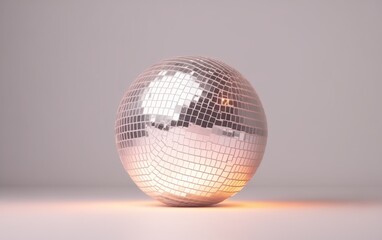 disco ball with highlights, heart-shaped, on a light background, minimalism, space for text 