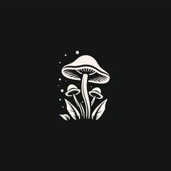 mushroom vector icon.Simple Modern Isolated Farm Black Organic Food Concept.