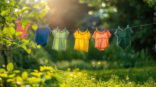 Clothes hanging out to dry on a clothes line Image & Design ID 0000410293 