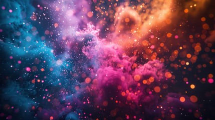 Colorful particle on a dark background