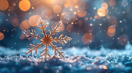 Snowflake falling in the evening and blue light background