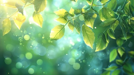Fototapeta na wymiar Soft Green leaves and bokeh background