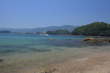 高知県宿毛市　晴天の咸陽島の風景