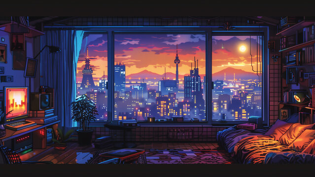 A Lo-Fi Landscape in the Style of Japanese Anime