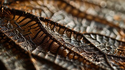 Nature’s Artistry: Detailed Texture and Patterns on a Brown Leaf Captured in Vibrant Detail