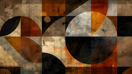Fototapeta premium Geometric shapes in earthy tones overlapping in a harmonious arrangement