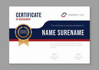 red and blue minimalist certificate design template