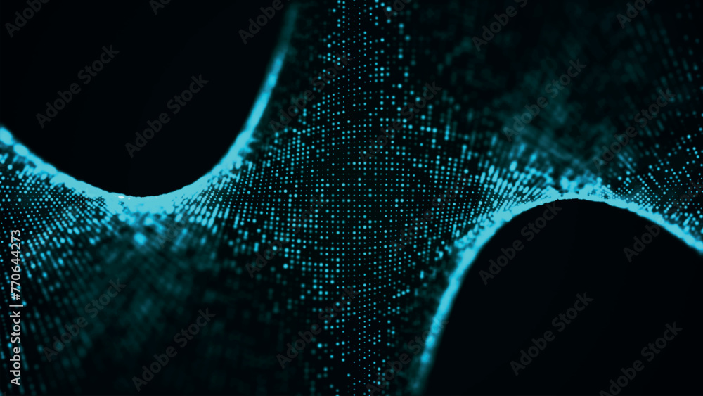 Poster a bright wave of luminous dots. network connection structure. big data. futuristic background for pr