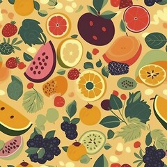 Fruit assorted, seamless pattern, texture, background.