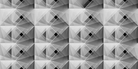 abstract magical technical futuristic background with geometric elements, dark atmosphere, geometric technology design in black, white and gray, business tech wallpaper, seamless geometric pattern