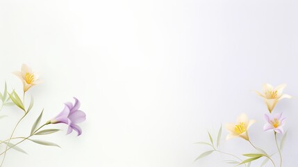 Naklejka na ściany i meble Elegant Lilies and Foliage on Pristine White Background