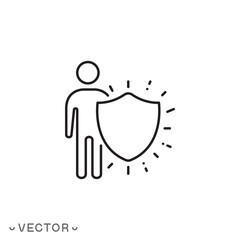 insurance life icon, assurance protect human, security health, thin line symbol isolated on white background, editable stroke eps 10 vector illustration