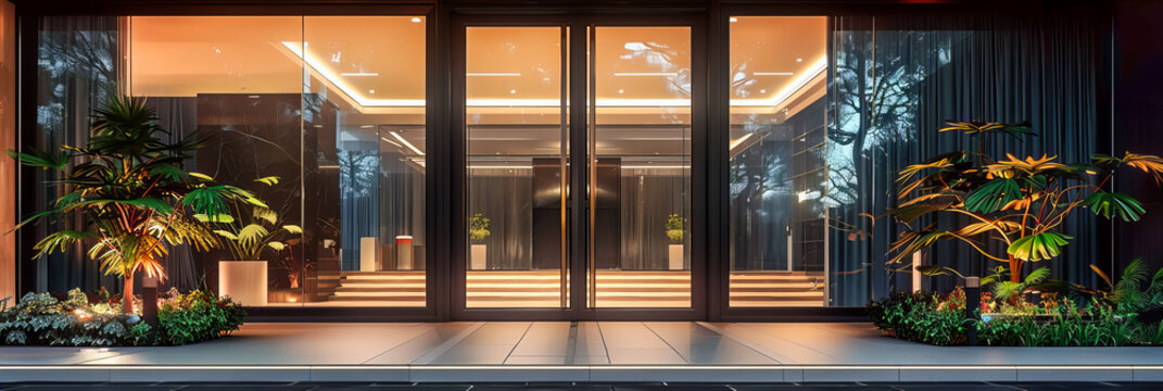 Modern Architectural Doors in a Luxurious Building, Showcasing the Elegant Entrance and Contemporary Design for a Sophisticated Urban Look