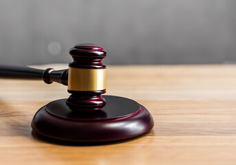 Close up Judge Gavel on a wooden table - 770649067