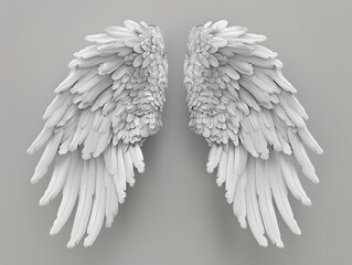 Fototapeta premium Angel wings on gray background 