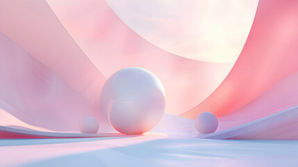 Soft pastel tones converge, as delicate lines intersect with gentle circles, creating a tranquil...