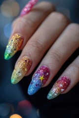 nail designs with lovely stars, sparkling patterns, and artistic modern nail illustrations