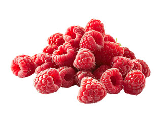 Pile of fresh raspberries isolated on a white background with a clipping path