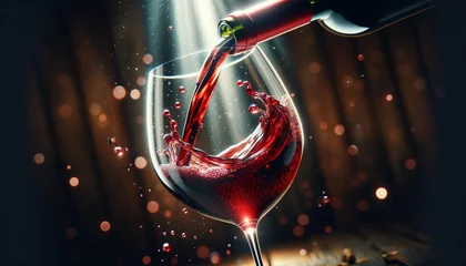 Foto op Plexiglas ワイングラスに注がれる赤ワイン © shiro