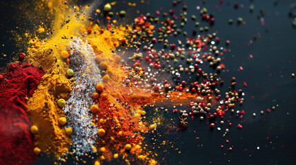 Vibrant Composition of Various Spices and Powders