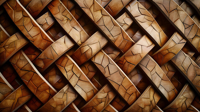 Tranquil strokes of brown and beige interlace, crafting a serene yet captivating geometric pattern, brought to life in exquisite detail with an 8K camera lens