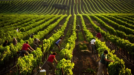 Fotobehang vineyards, plantations, wine production, sunset, wine industry, agricultural landscape © Gita