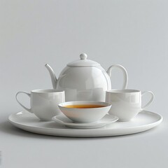 Compose a photorealistic tea set