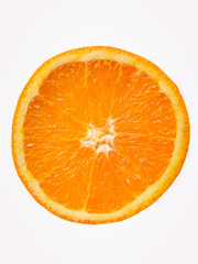 Orange slice isolated on white background. Wide banner place for text. fresh fruit