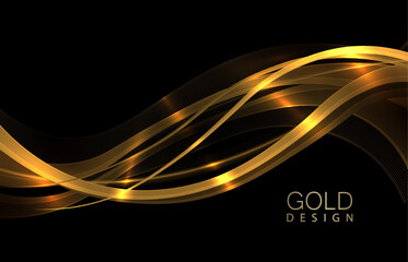 Composition with an isolated wavy pattern in gold color with glitter.