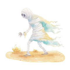 mummy halloween watercolour vector illustration
