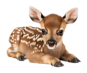 Fawn Sitting Isolated on Transparent Background
