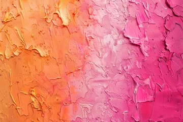 黄色とピンクのパレットナイフの油絵（背景・抽象・グラデーション） - obrazy, fototapety, plakaty