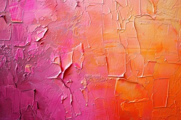 黄色とピンクのパレットナイフの油絵（背景・抽象・グラデーション） - obrazy, fototapety, plakaty