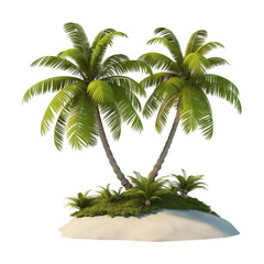 Obraz premium Small Tropical Summer Palm Tree Island Isolated on Transparent Background 
