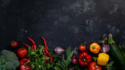 vegetables on blackboard, generative ai