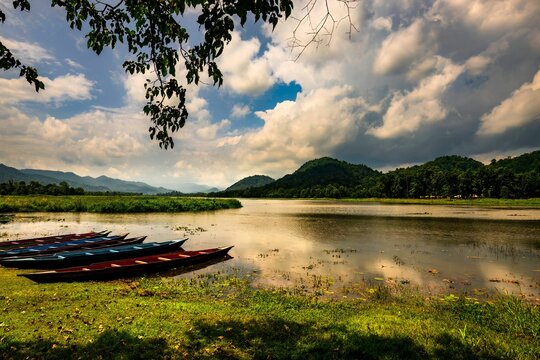 Stunning view of Chandubi Lake in the Kamrup district of Assam, India