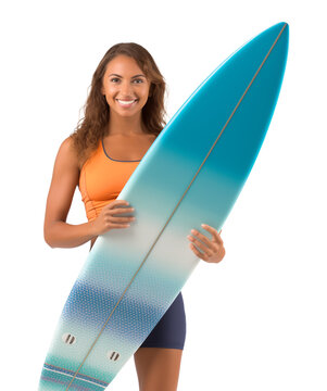 recommend clip art: Female Surfer With Surfboard Summer  Isolated on Transparent Background
                    