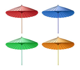 Obraz premium Cocktail umbrella or Paper Parasol Set Isolated on Transparent Background 
