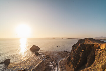 sunset on the sea at the coast in Peru