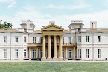 Old classical Greek roman European mansion with Doric columns