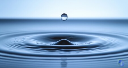 A drop of water is falling into a large body of water