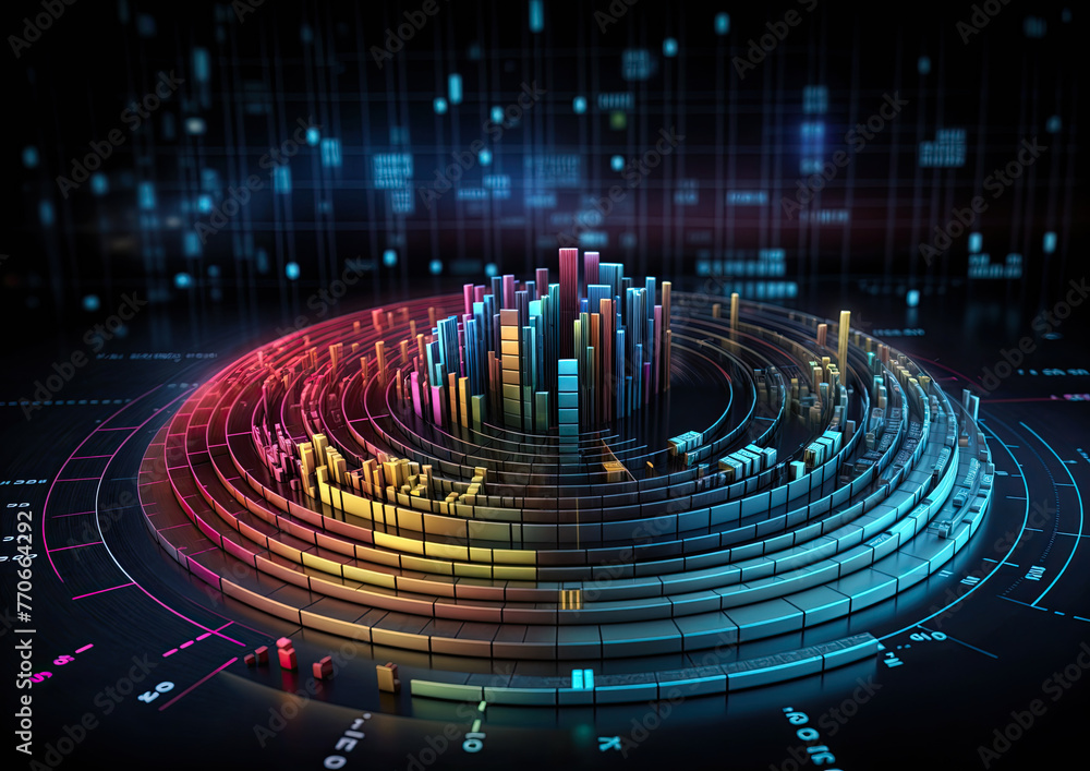 Poster abstract 3d illustration of data flow in the form of a circle