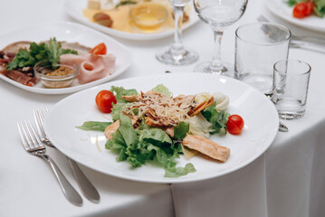 plate with caesar salad