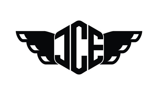 JCE polygon wings logo design vector template.