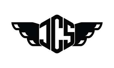 JCS polygon wings logo design vector template.