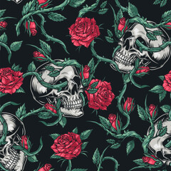 Scary romantic colorful seamless pattern