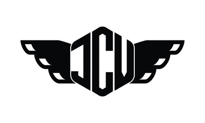 JCV polygon wings logo design vector template.
