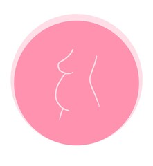 Pregnant woman  , pregnancy, future mother, maternity. motherhood. Pink circle frame illustration .