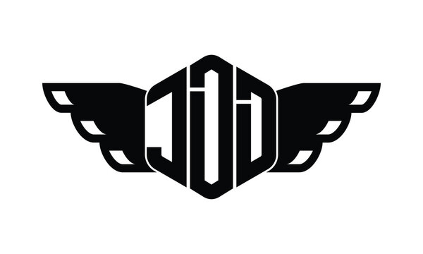 JDD polygon wings logo design vector template.